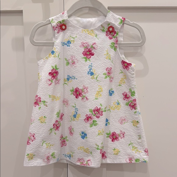 White and Floral Print Seersucker Dress 6-12M - Picture 1 of 7